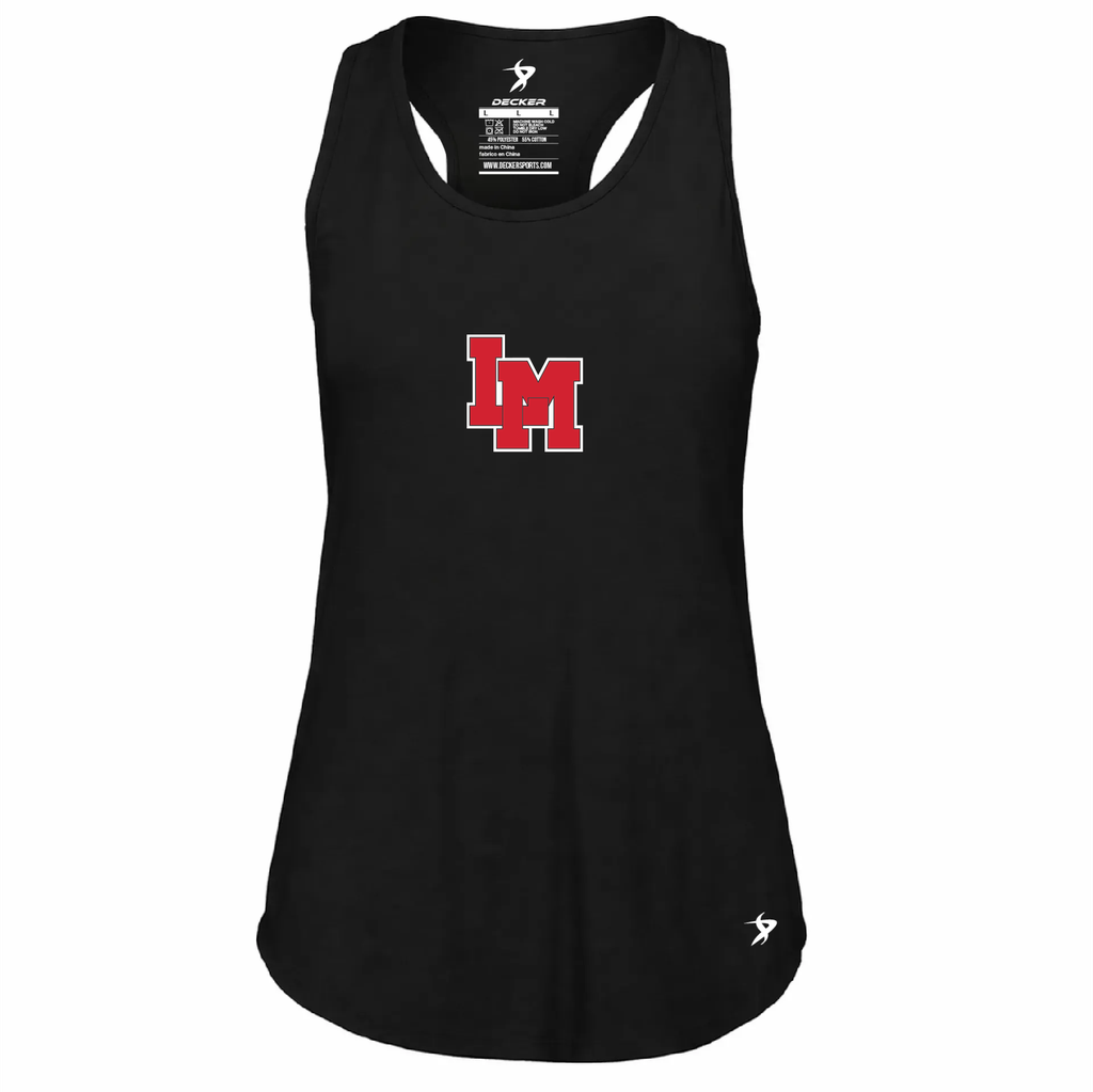[FT0TUBBK-FAXS-LOGO1] Decker Women's Tri-Blend Tank Top (Black, Female Adult XS, Logo 1)