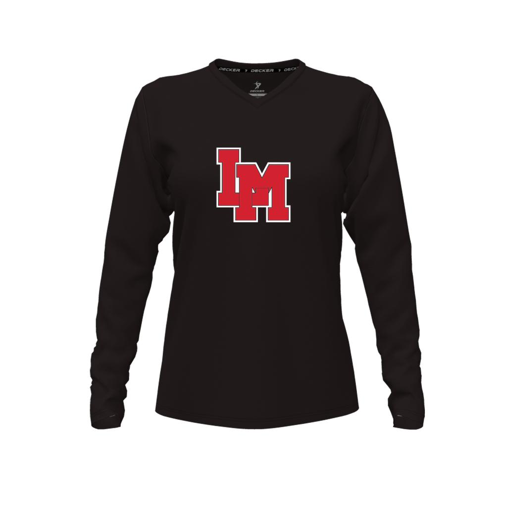 [CUS-DFW-TEES-CMF-VNK-LSL-BLK-FYXS-LOGO1] Decker Comfort T-Shirt (Female Youth XS, Black, Crew Neck, Long Sleeve, Logo 1)